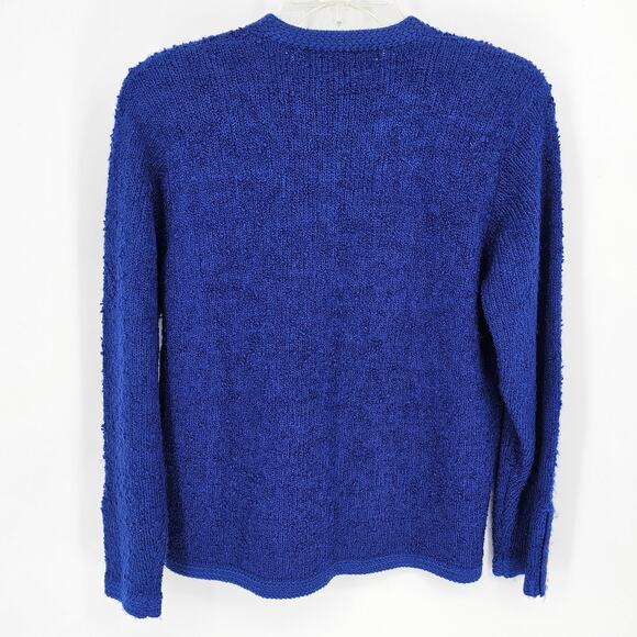 Tanner Vintage Blue Knit Sweater Suit Set Skirt Jacket Gold Buttons Cardigan M - Picture 3 of 10